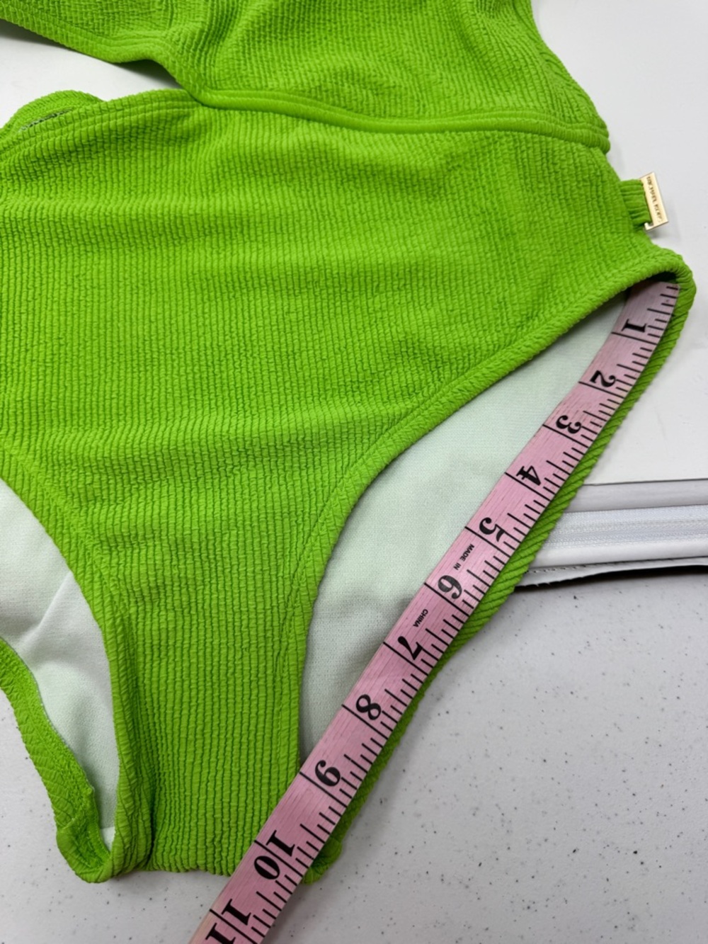 Michael Kors Lime Green One-Shoulder Side-Cutout One-Piece Swimsuit - Picture 5 of 11